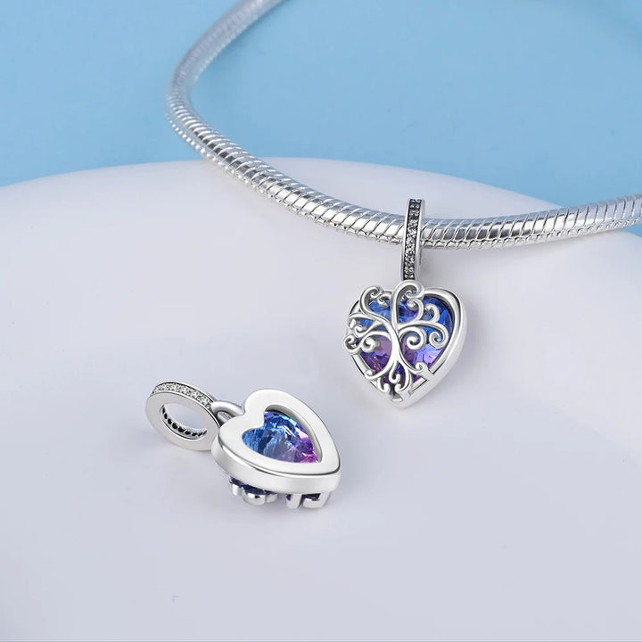 Charm Corazón Morado y Árbol de la Familia