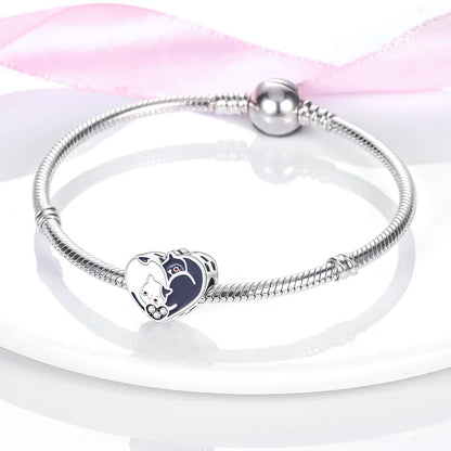 Charm Corazon de Gatitos "Yin Yang"