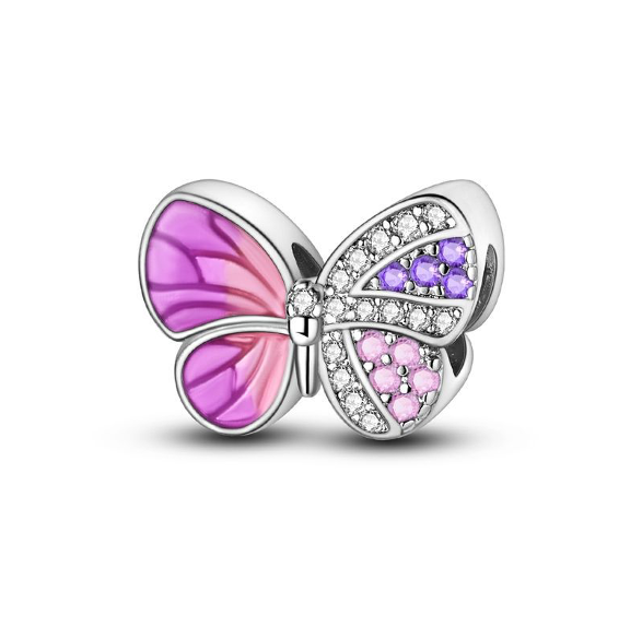 Charm Mariposa Rosa Diamantada