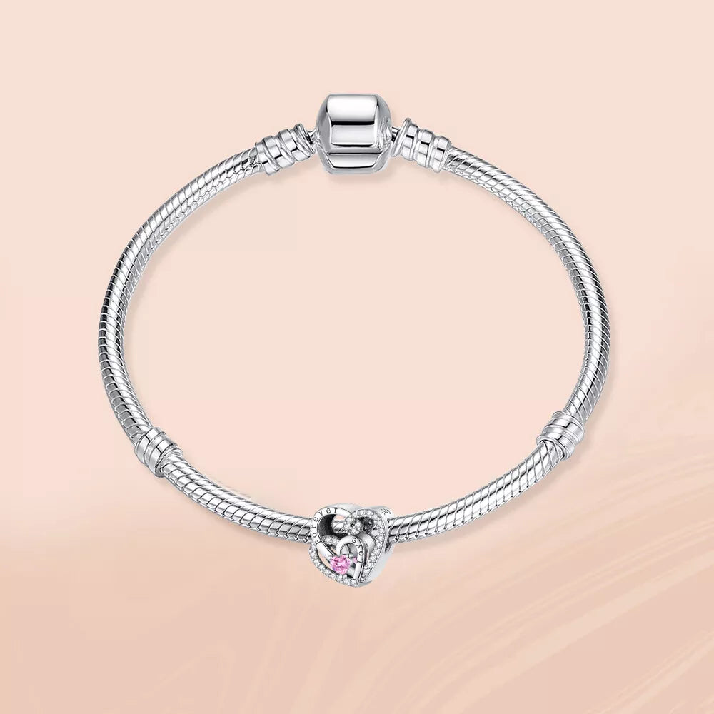 Charm Doble Corazon Diamantado "Love Forever"