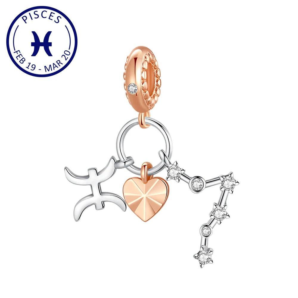 Charm Constelación del Zodíaco Piscis y Corazón