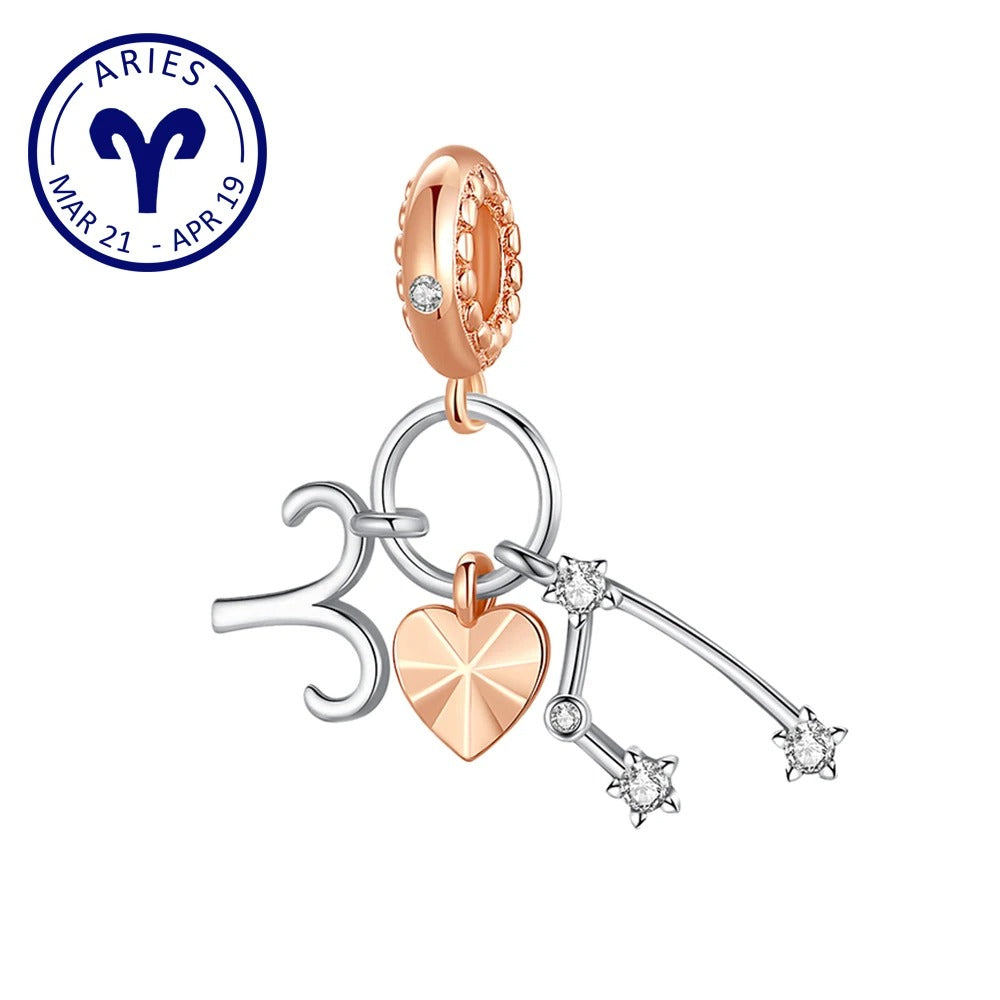 Charm Constelación del Zodíaco Aries y Corazón