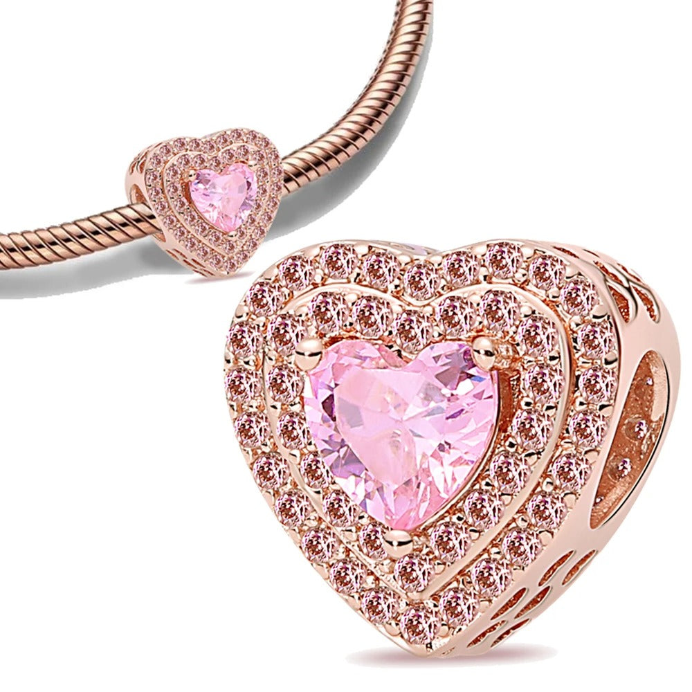 Charm Corazón Rosa Diamantado