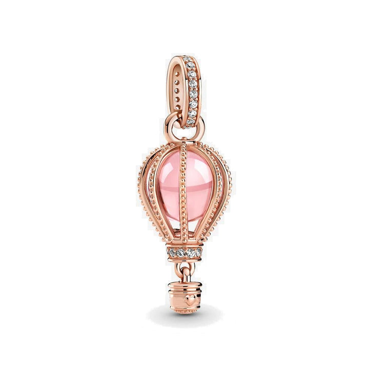 Charm Globo Aerostático Dorado Rosa