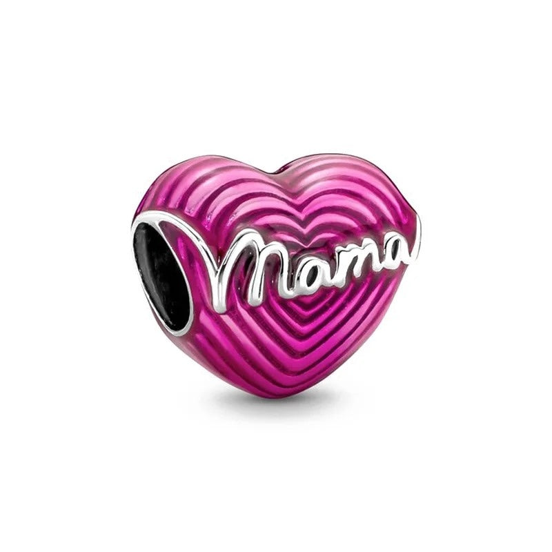 Charm Corazón Rosa Mamá