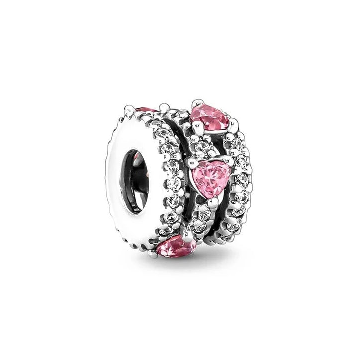 Charm Abalorio de Corazones Rosas