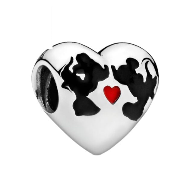 Charm Corazon Plateado de Mickey & Minnie