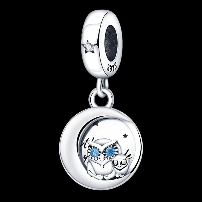 Charm Amuleto de Luna & Familia de Buhos