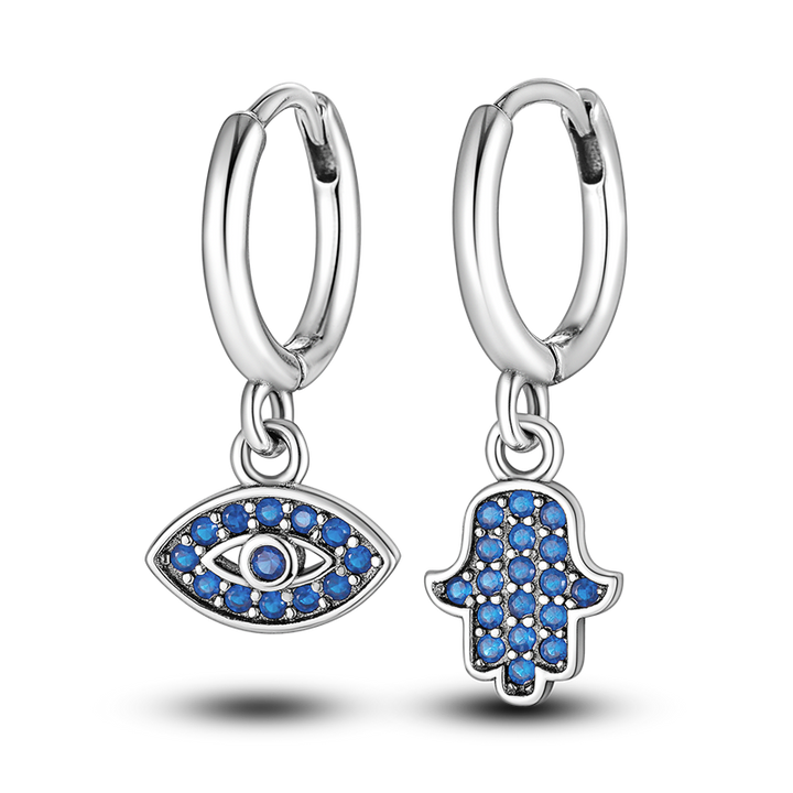 Aretes Ojo & Hamsa Diamantado
