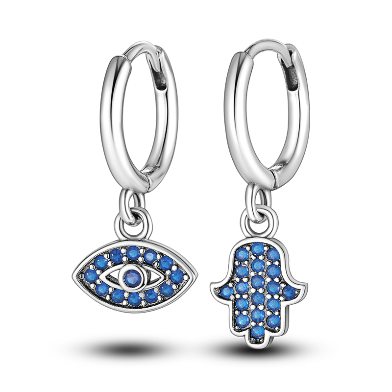 Aretes Ojo & Hamsa Diamantado