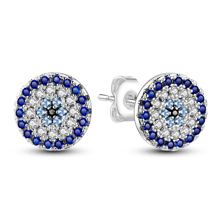 Aretes Ojo Turco Azul Diamantado