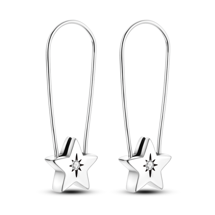 Aretes Estrella Brilante Plateada