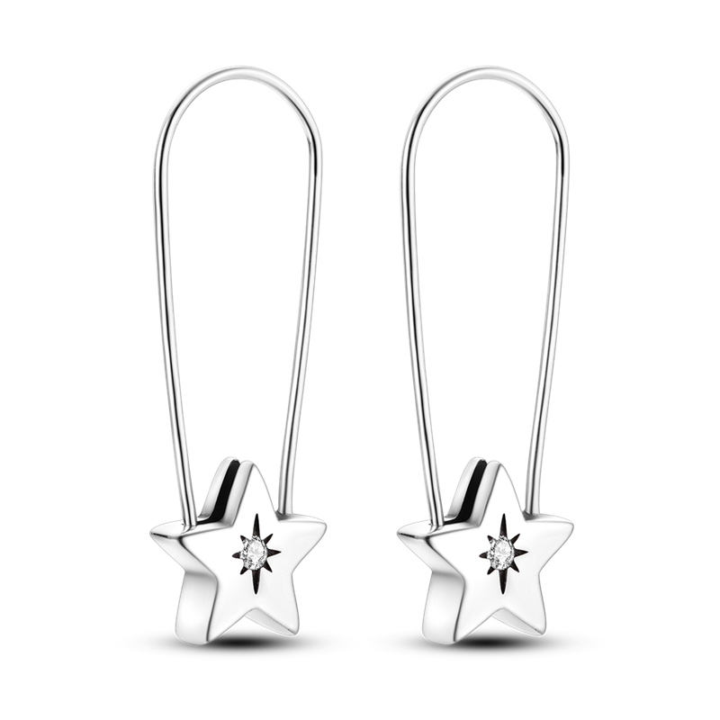 Aretes Estrella Brilante Plateada