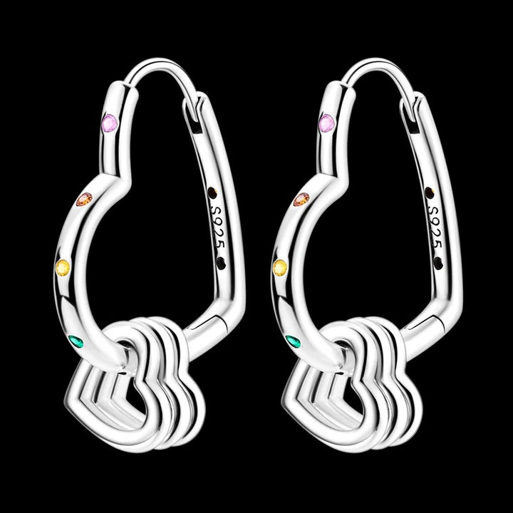 Aretes Triple Corazón 7 Chakras