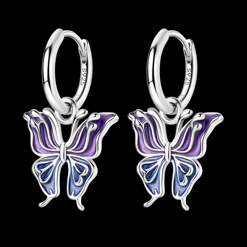 Aretes Mariposa Azul y Morado