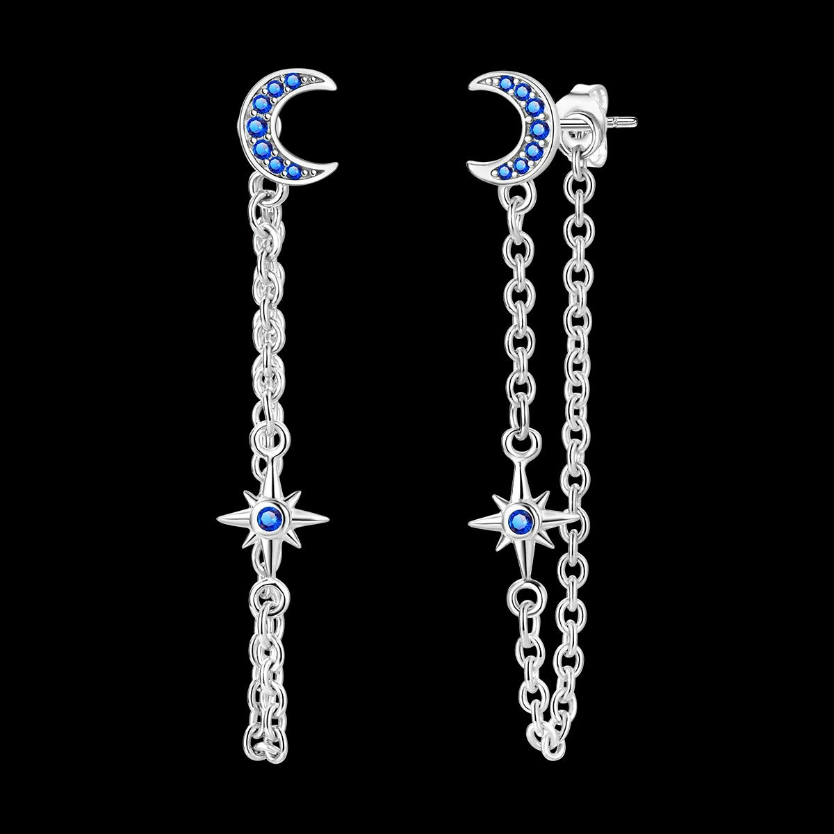 Aretes Luna & Estrellas Colgantes