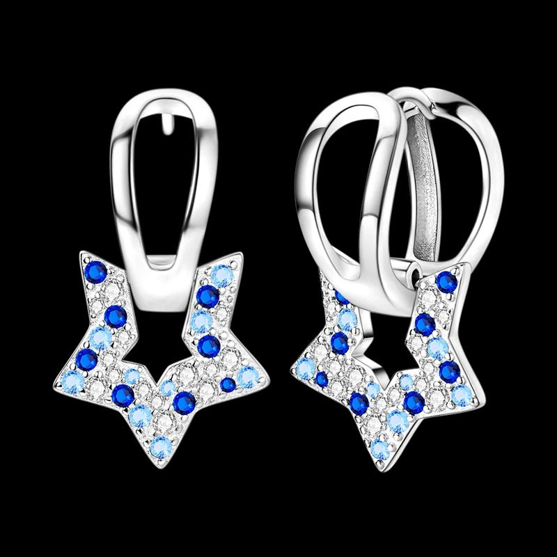 Aretes Estrellas Blancas y Azules