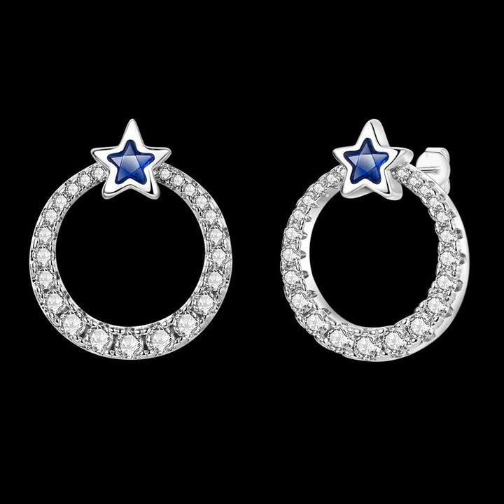 Aretes Aro de Estrella Azul