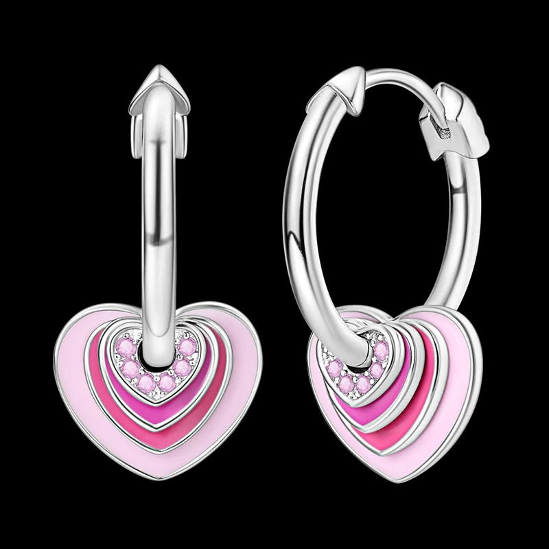 Aretes Corazones Rosas