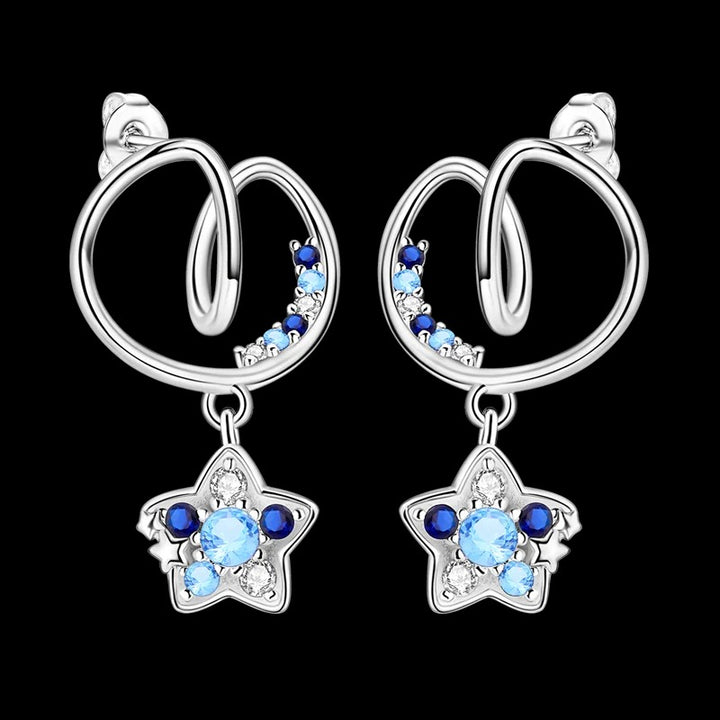 Aretes Estrellas con Gemas Azules