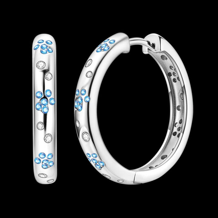 Aretes Huella de Mascota Azul