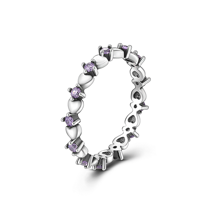 Anillo Corazon y Piedra Morada