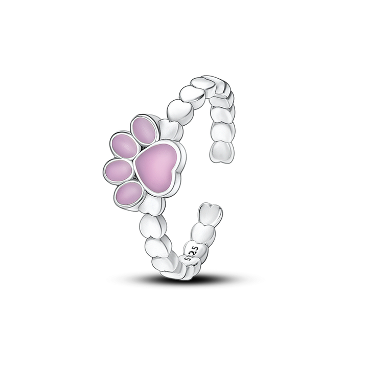 Anillo Huellita de Perro Rosa