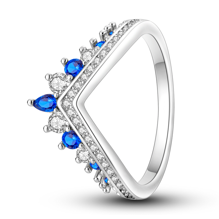 Anillo Corona de Piedras Azules