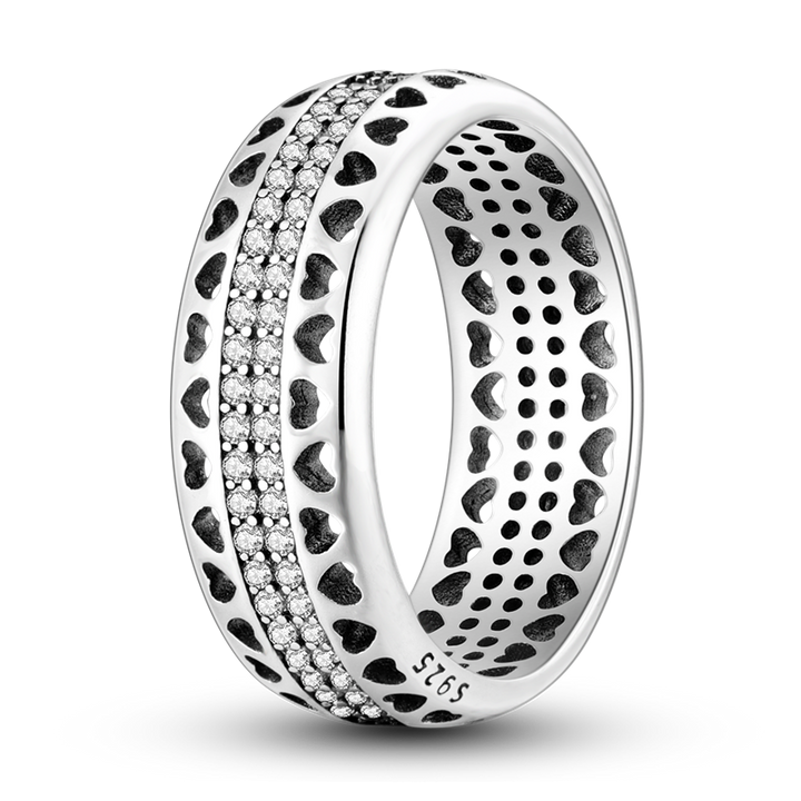 Anillo Corazones Plateados