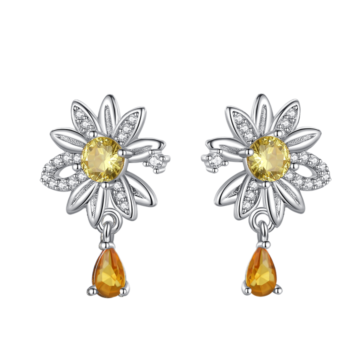 Aretes Flor & Gota de Gema