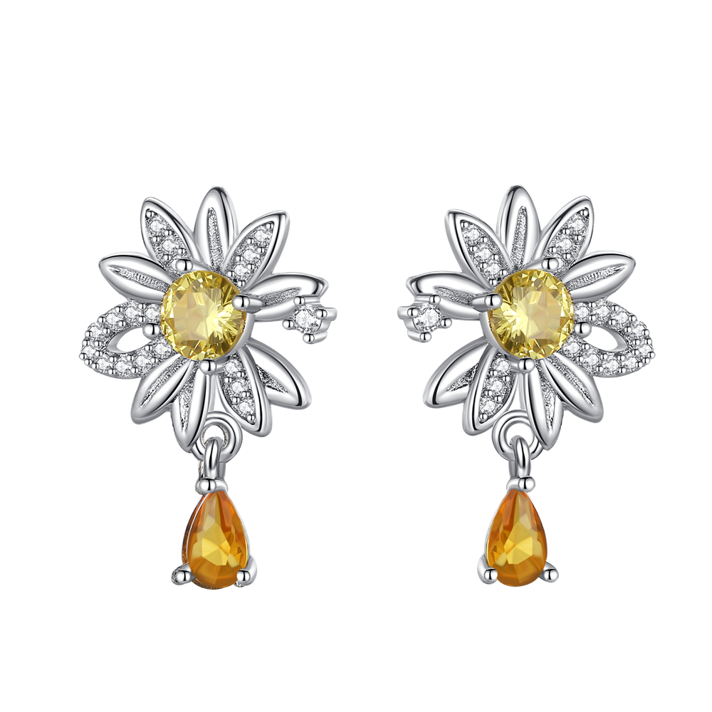 Aretes Flor & Gota de Gema