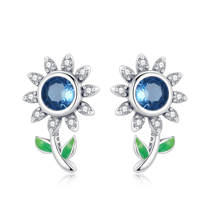Aretes Flor Celestial Piedra Azul