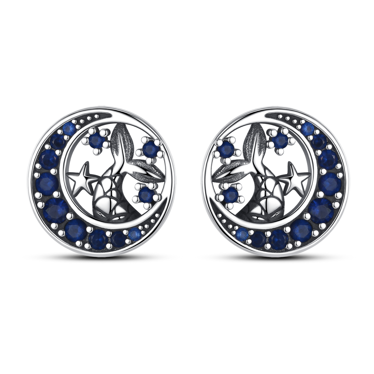 Aretes Luna & Ballena Diamantada