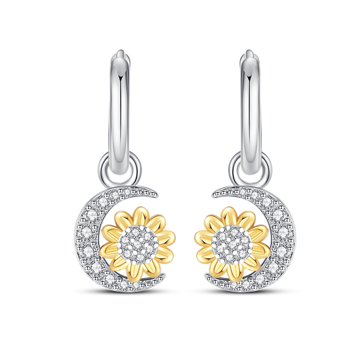 Aretes Girasol & Luna Diamantada