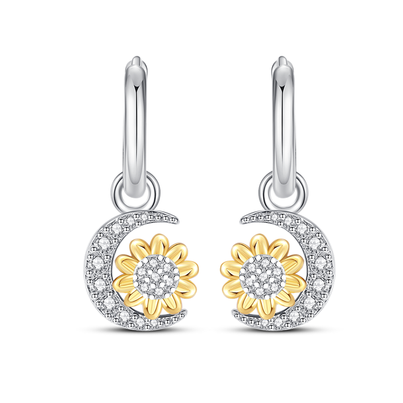 Aretes Girasol & Luna Diamantada