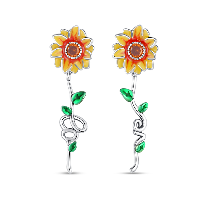 Aretes Girasol con Tallo