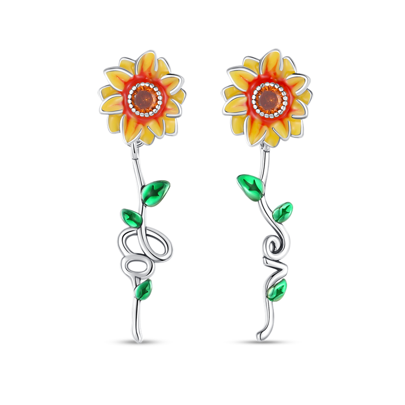 Aretes Girasol con Tallo