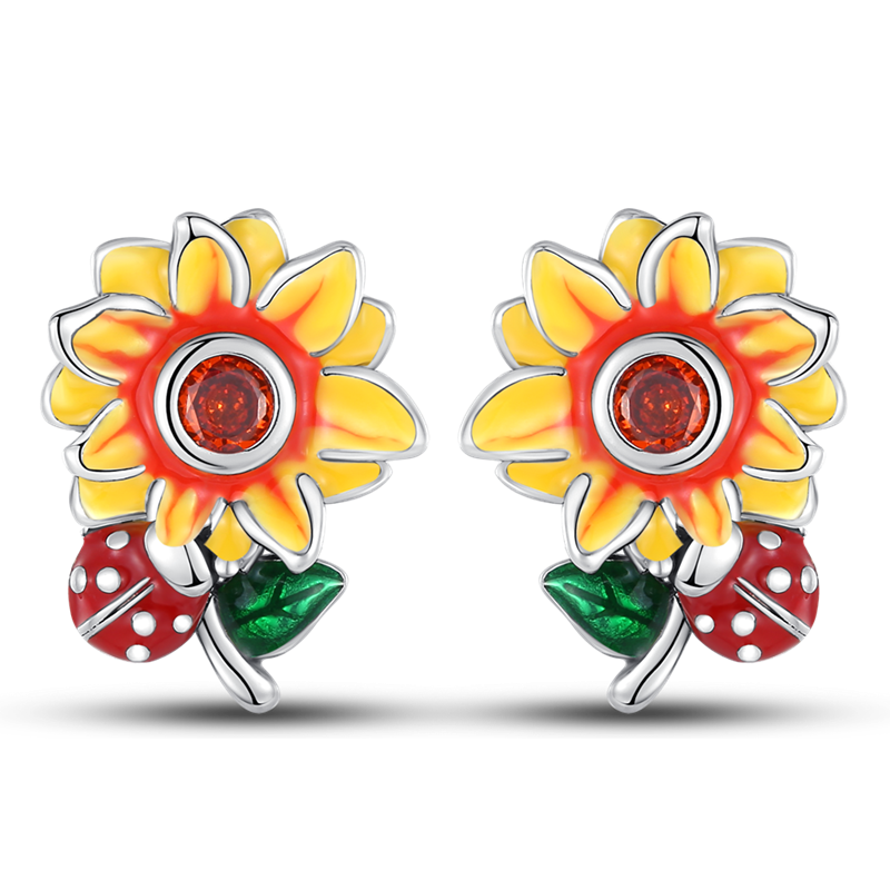 Aretes Girasol & Mariquita