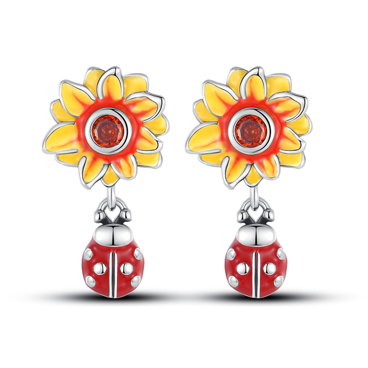 Aretes Girasol & Mariquita de Primavera