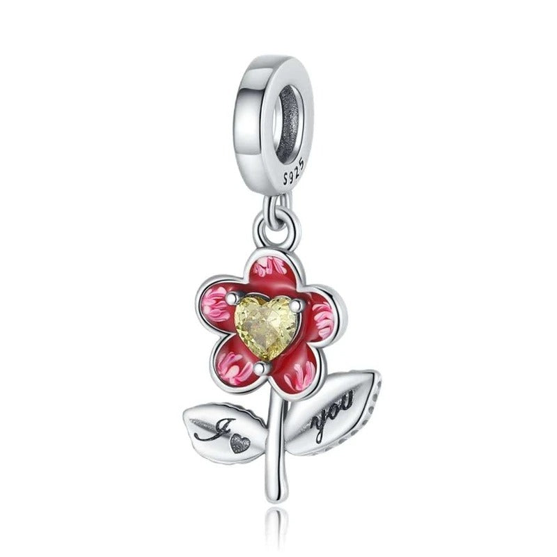 Charm Flor de Corazon " I Love You"