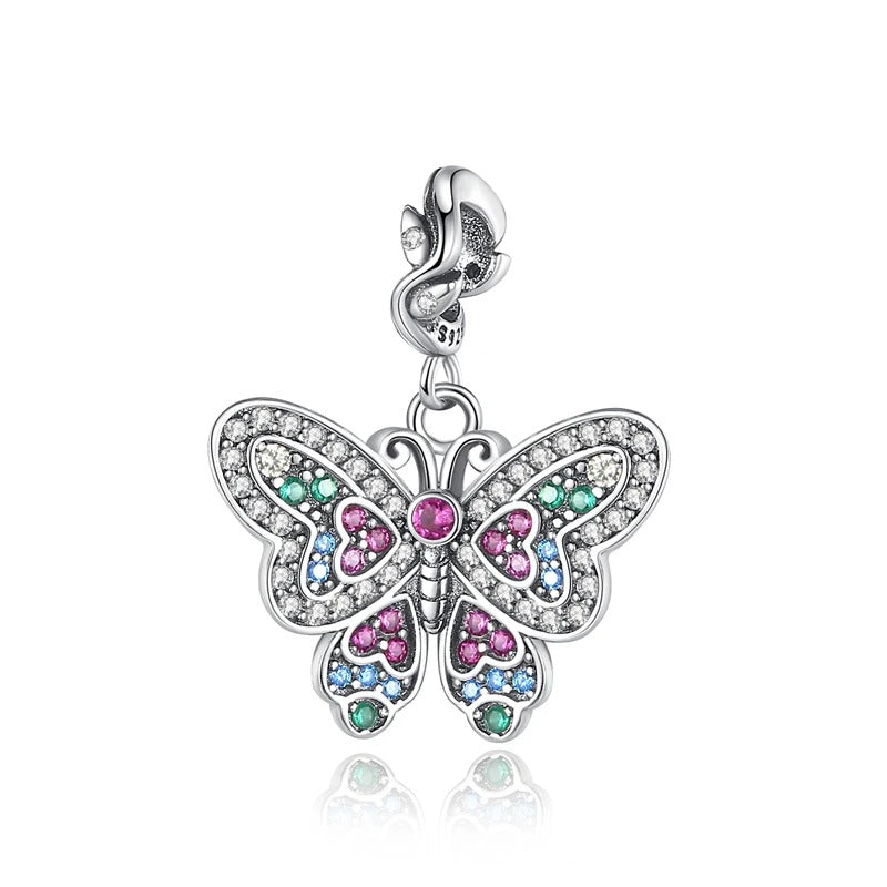 Charm Mariposa de Corazones Rosa