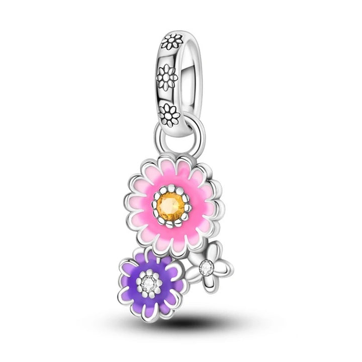 Charm Flores Rosas y Moradas
