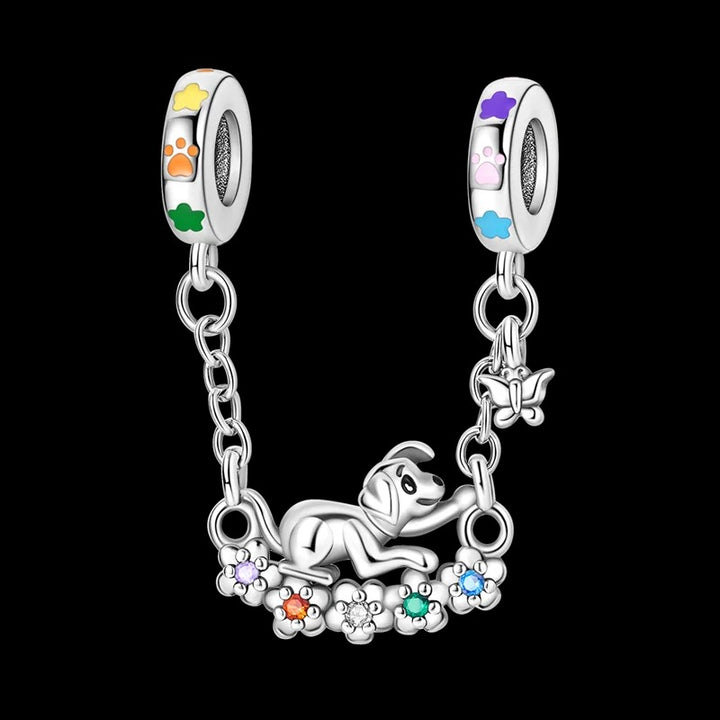 Cadena de Seguridad de Perrito y Flores