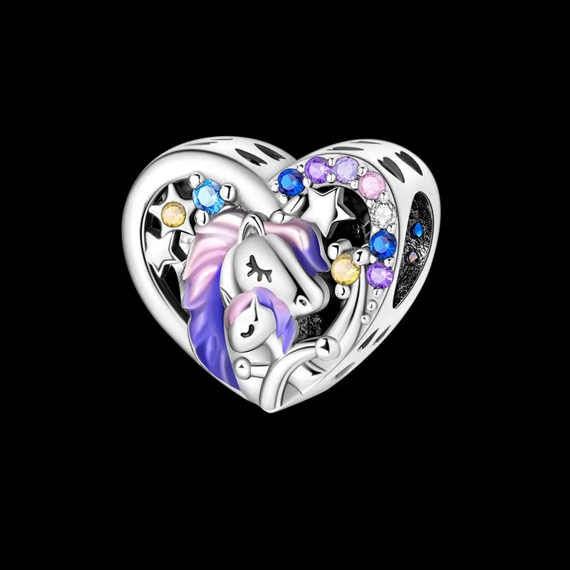 Charm Corazón Familia de Unicornios