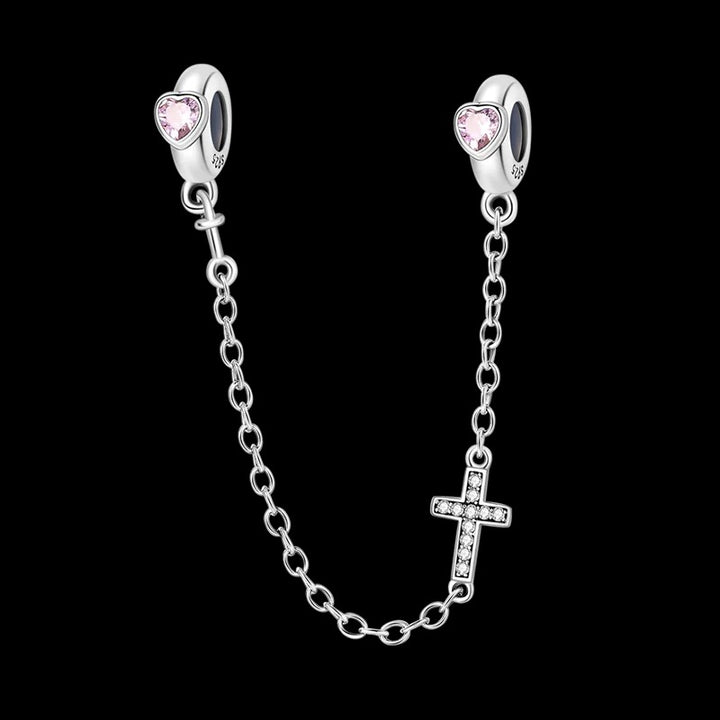 Cadena de Seguridad de Corazón y Cruz