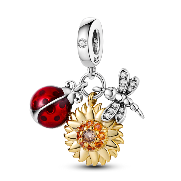 Charm Mariquita, Girasol & Libelula