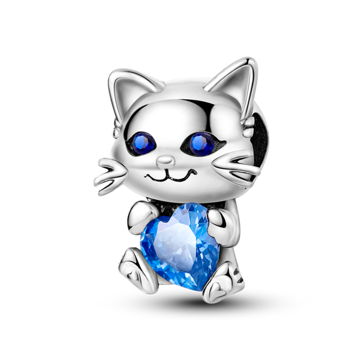 Charm Gatito Corazon Azul