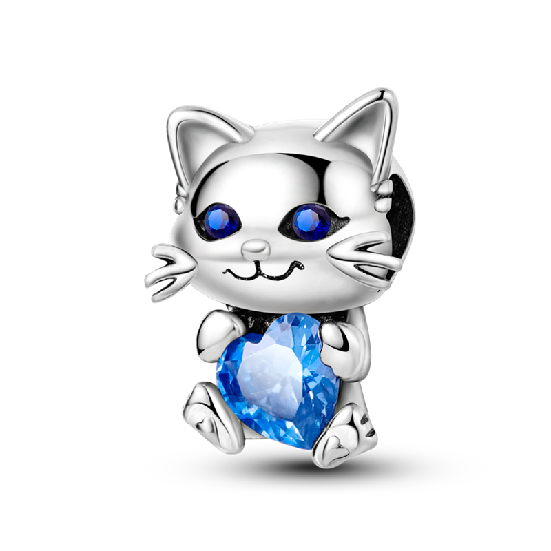 Charm Gatito Corazon Azul