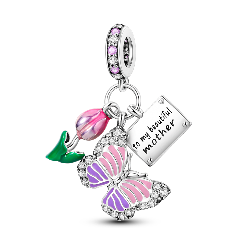 Charm Mariposa & Rosa "To My Beautiful Mother"