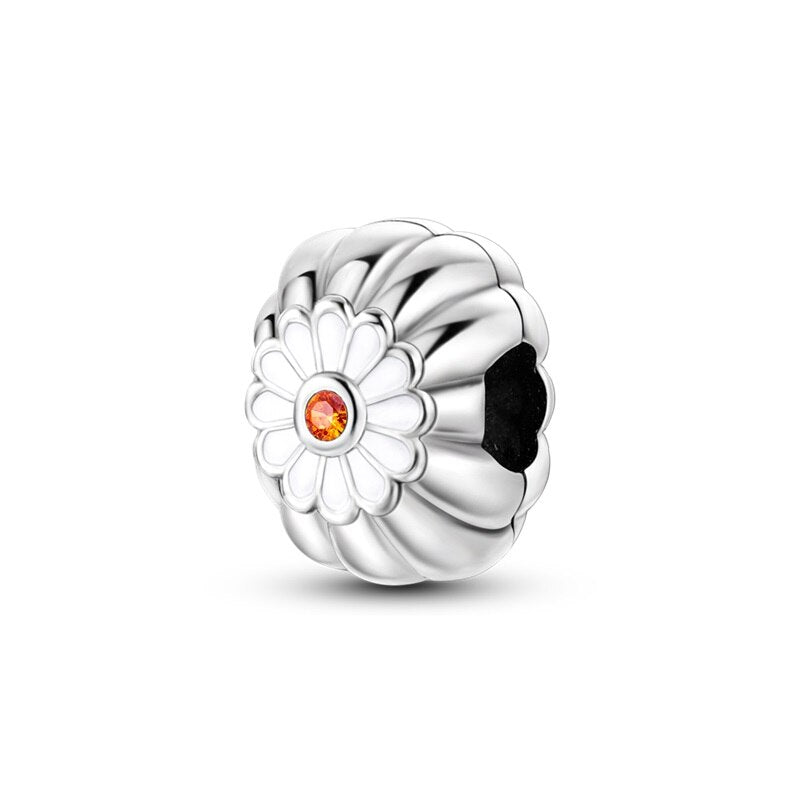 Charm Abalorio de Flor Blanca